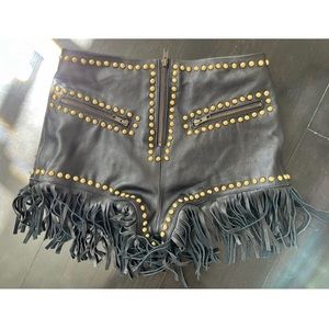 Understated Leather: Leather Fringe and Studded Shorts